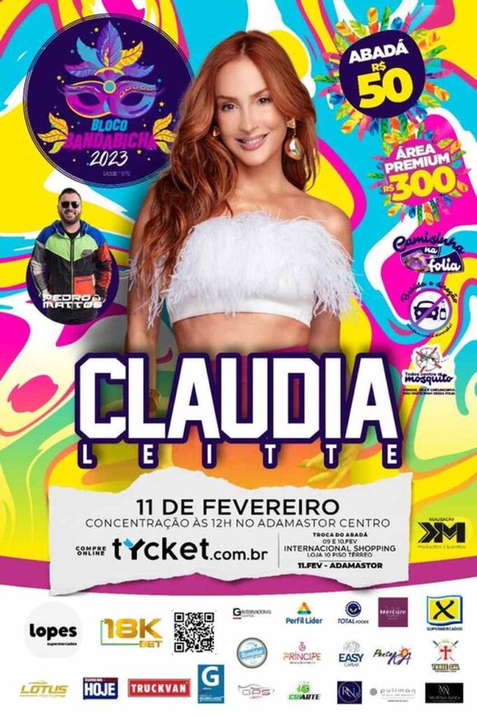 Claudia Leitte Claudia Leitte retorna neste sábado no Bloco Banda Bicha e promete arrastar multidões no pré-carnaval em Guarulhos Claudia Leitte Claudia Leitte retorna neste sábado no Bloco Banda Bicha e promete arrastar multidões no pré-carnaval em Guarulhos