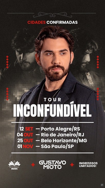 Gustavo Mioto Inconfundível: Gustavo Mioto anuncia nome de turnê intimista muito aguardada pelos fã Gustavo Mioto Inconfundível: Gustavo Mioto anuncia nome de turnê intimista muito aguardada pelos fã